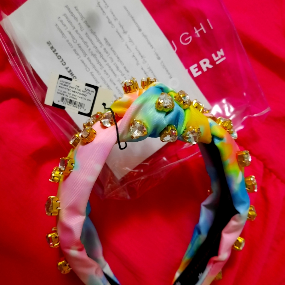 NWT Lele Sadoughi and Stony Clover tie dye headband with heart shaped Swarovski